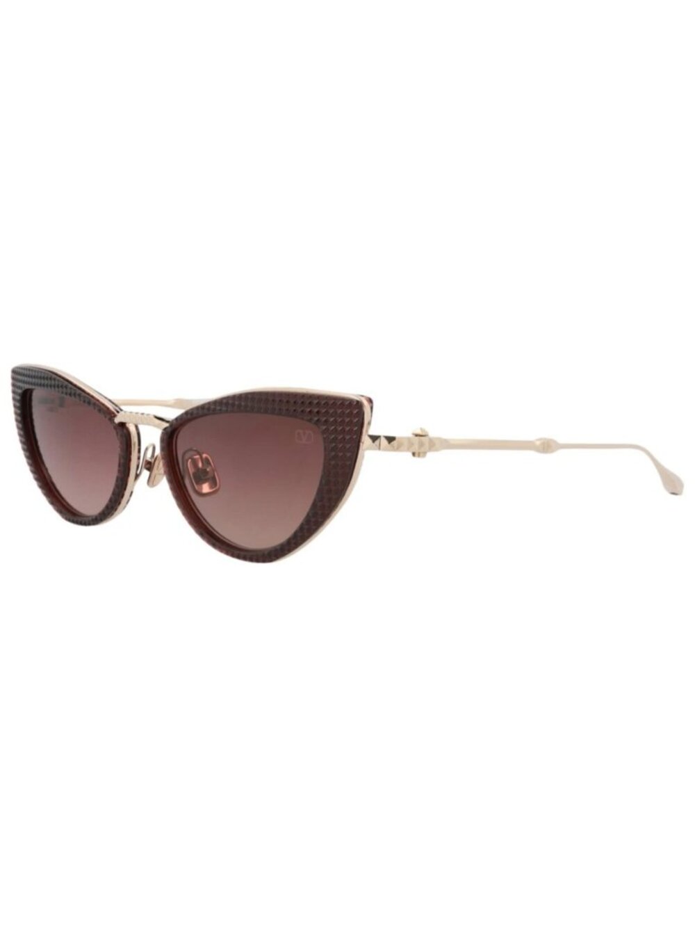 New Valentino Women's Sunglasses Cat Eye Acetate and Metal Frame Bordeaux Gold